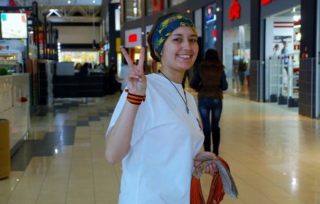 В Кировском районе г. Уфы акция «Георгиевская ленточка» собрала сотни уфимцев